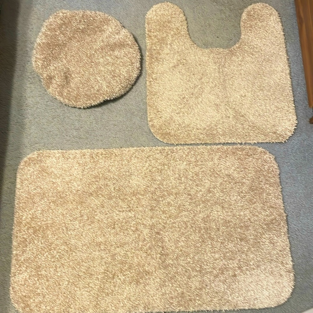 3 piece bath rug set, linen color